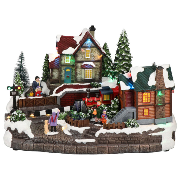 Village de Noël en bois avec arche et marché de Noël XXL (Neuf)