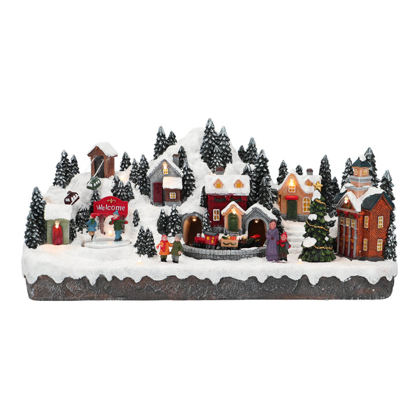 Village de Noël en bois avec arche et marché de Noël XXL (Neuf)