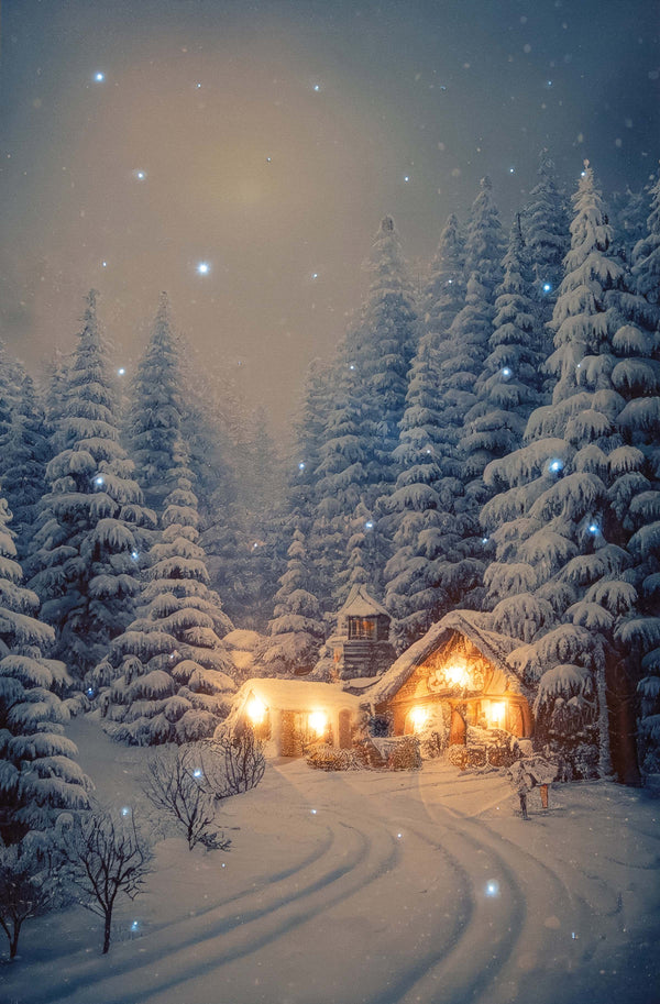 Tableau de Noël illuminé avec scène hivernale et petits rennes (Neuf)