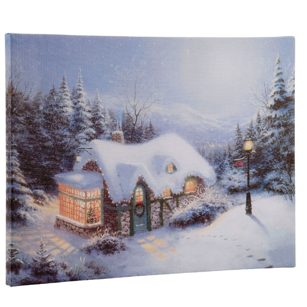 Tableau de Noël illuminé avec scène hivernale et petits rennes (Neuf)