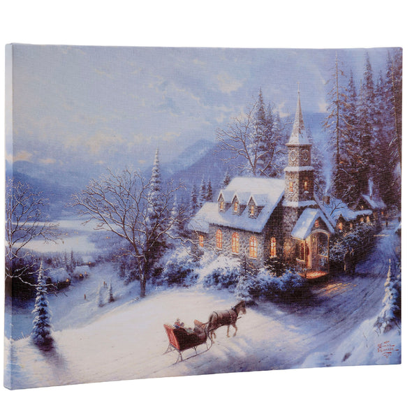Tableau de Noël illuminé avec scène hivernale et petits rennes (Neuf)