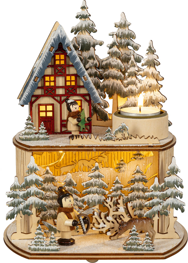 Décoration de Noël en bois avec scène de Noël (Neuf)