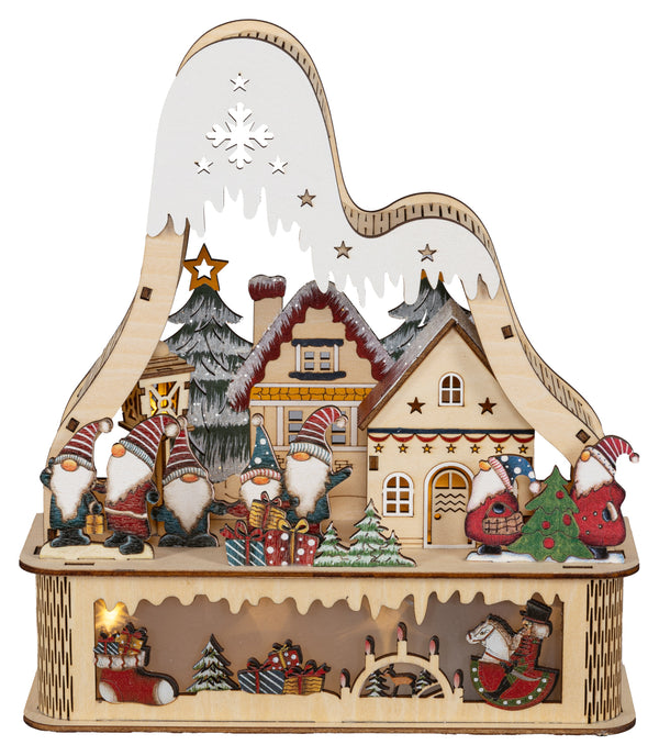 Houten kerstdecoratie met kerstmannen (Nieuw)