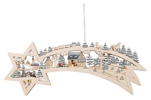 Houten kerstdecoratie als vallende ster (Nieuw)