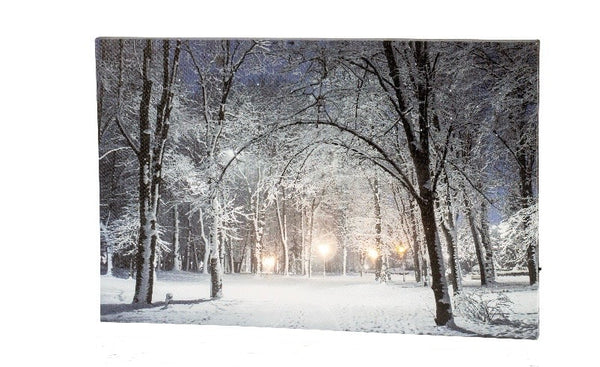 Tableau de Noël illuminé avec scène hivernale et petits rennes (Neuf)