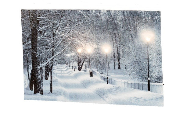 Tableau de Noël illuminé avec scène hivernale et petits rennes (Neuf)