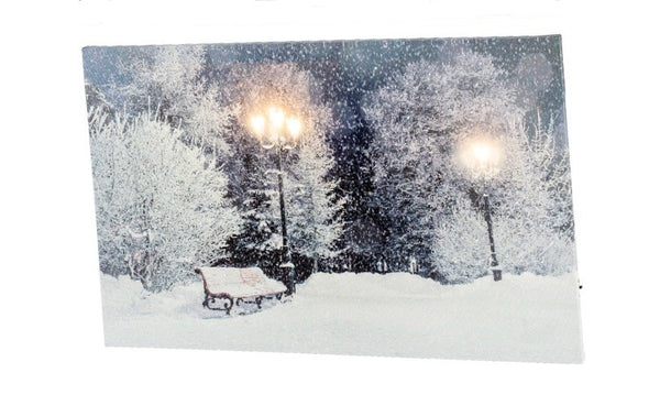 Tableau de Noël illuminé avec scène hivernale et petits rennes (Neuf)