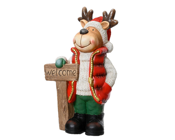 Verlicht hertje met "Welcome" bord (Nieuw)