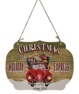 Kerstdecoratie De Smedt Houten Bord "Christmas Holiday Express" Auto (Nieuw)