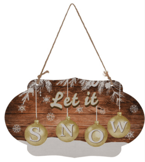 Kerstdecoratie De Smedt Houten Bord "Let it Snow" Sneeuwvlokken (Nieuw)