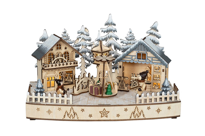 Kerstdecoratie De Smedt Houten Kerstdorp met molen
