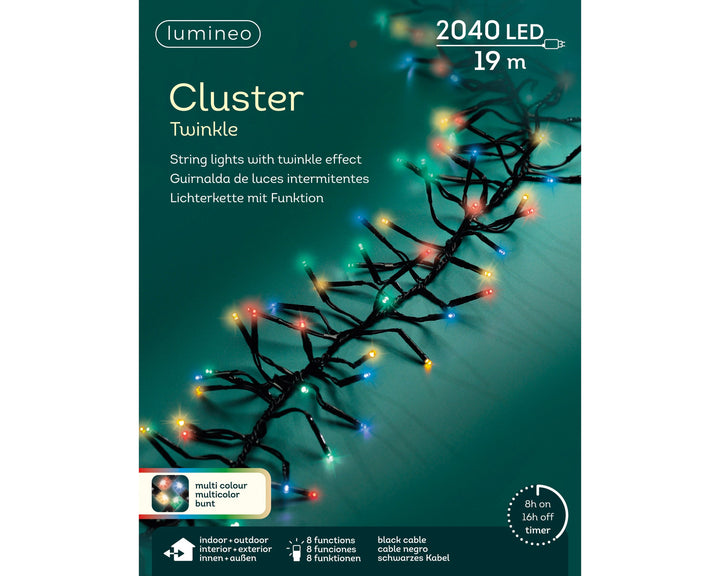 Kerstdecoratie De Smedt Kerstverlichting cluster multi colour 19,0 meter (Nieuw)