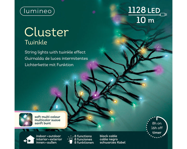 Kerstdecoratie De Smedt Kerstverlichting cluster soft multi colour 10 meter (Nieuw)