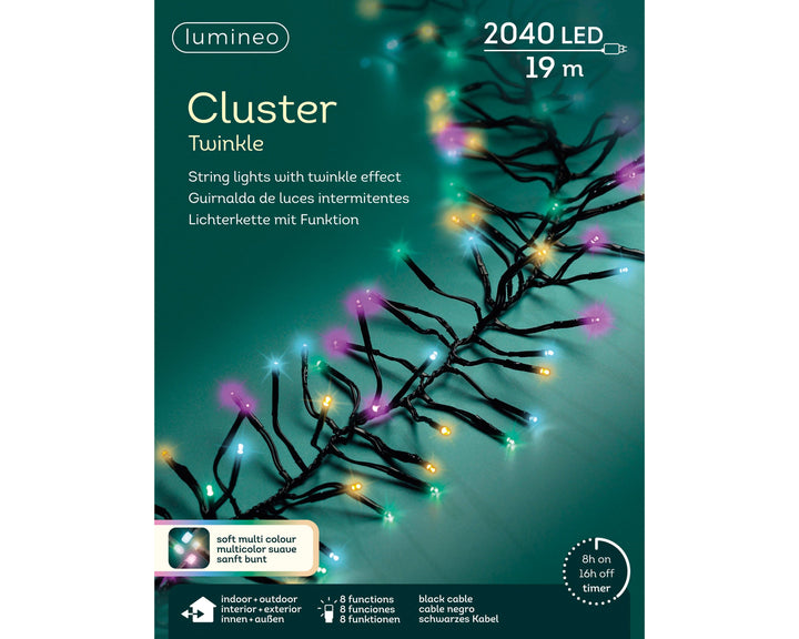 Kerstdecoratie De Smedt Kerstverlichting cluster soft multi colour 19 meter (Nieuw)