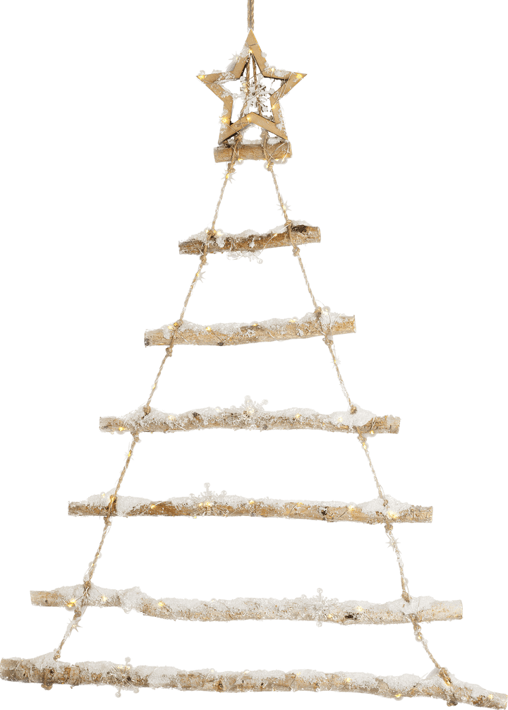 Kerstdecoratie De Smedt Verlichte Houten kerstboom met sneeuwfiguren groot (Nieuw)