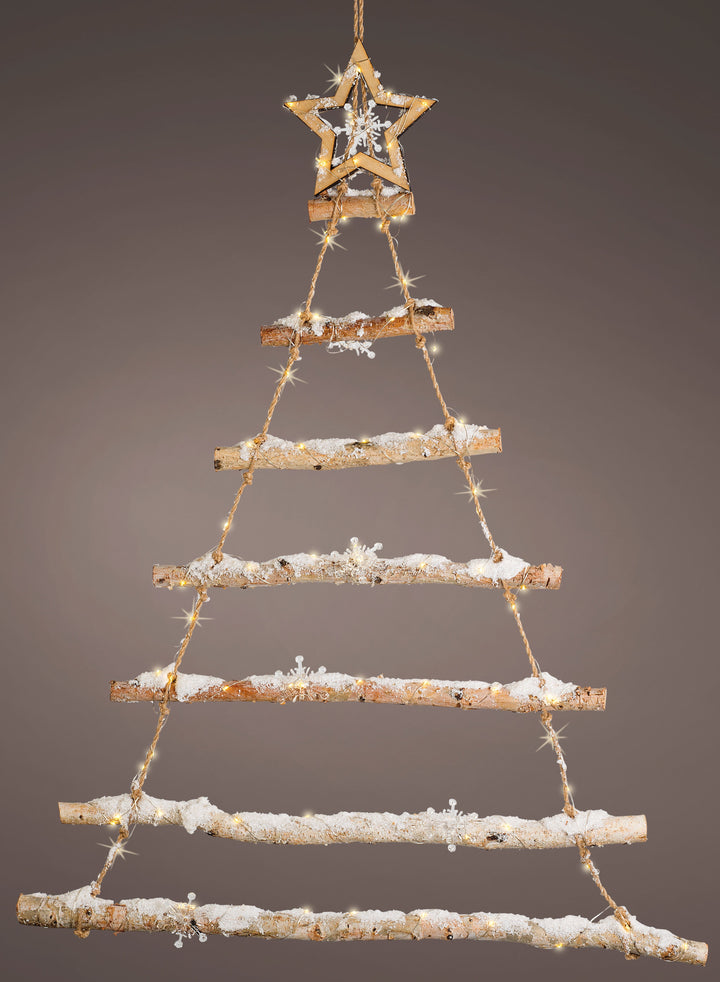 Kerstdecoratie De Smedt Verlichte Houten kerstboom met sneeuwfiguren groot (Nieuw)