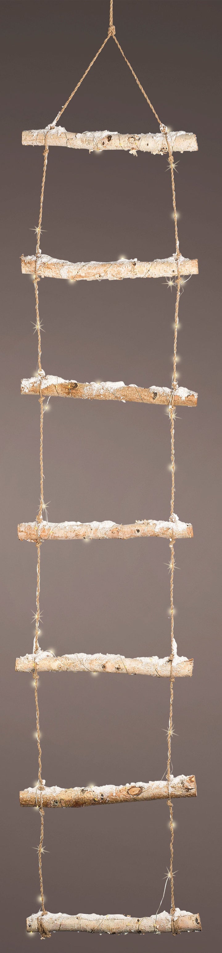 Kerstdecoratie De Smedt Verlichte Houten ladder met sneeuw (Nieuw)
