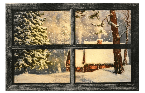 Kerstdecoratie De Smedt Verlichte kerstschilderij met uniek wintertafereel