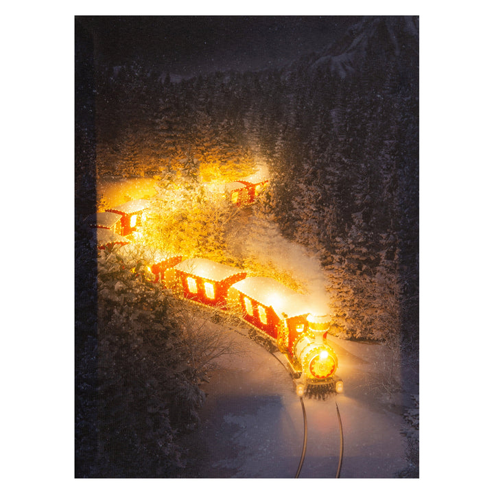 Kerstdecoratie De Smedt Verlichte kerstschilderij met verlichte trein klein (Nieuw)