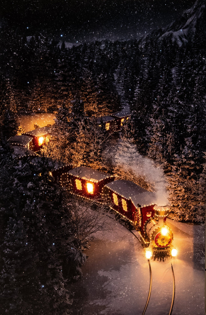 Kerstdecoratie De Smedt Verlichte kerstschilderij met verlichte trein (Nieuw)